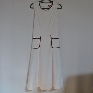 Staud White & Brown Lined Cotton Dress.  Size 4